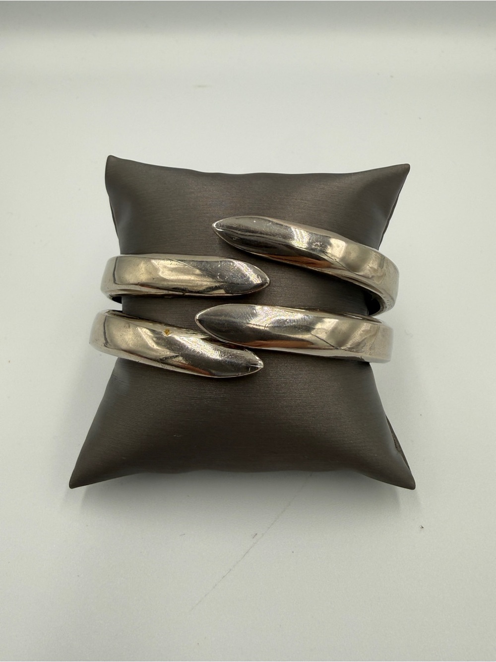 Polished Silver-Tone Double Wrap Cuff Bracelet - Women Accessories